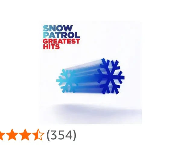 Snow Patrol Greatest Hits Album Cover. Blaue Schneeflocken bewegen sich schnell.
