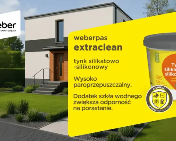 Nowoczesny dom z tynkiem silikatowo-silikonowym weberpas extraclean. Poznaj różne rodzaje tynków i ich zalety.