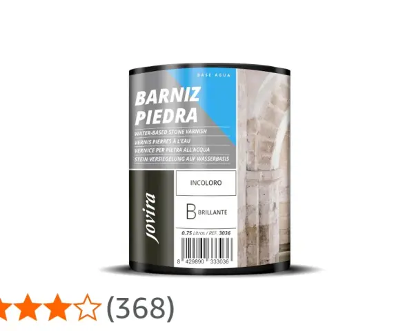 Barniz para piedra Jovira, incoloro y brillante, base agua. Protege y embellece superficies de piedra.