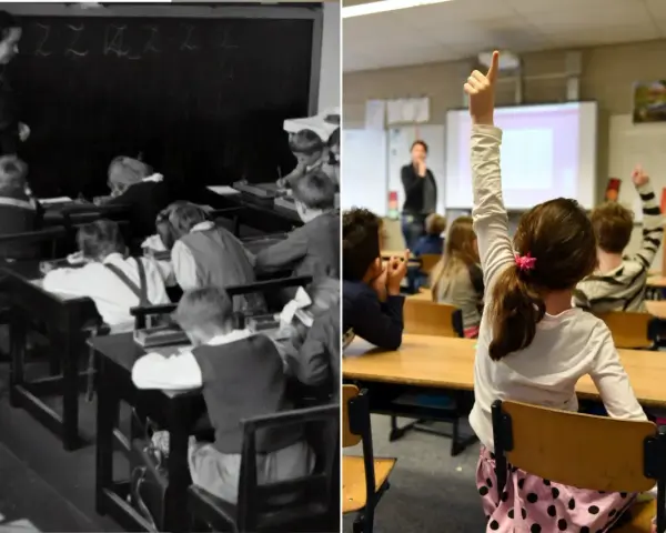 Dawne i współczesne sale lekcyjne. Pruski system edukacji wczoraj i dziś.