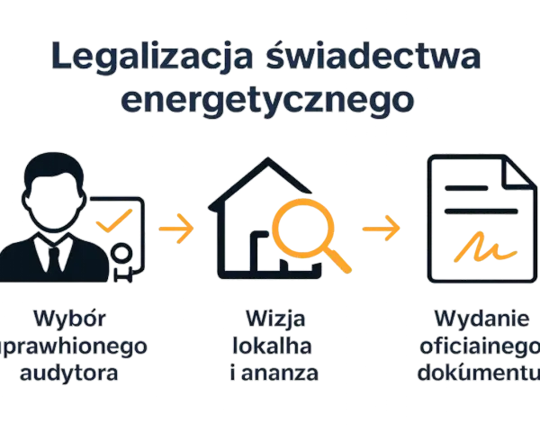 Proces legalizacji świadectwa energetycznego: wybór audytora, wizja lokalna i analiza, wydanie dokumentu. Określenie charakterystyki energetycznej budynku.