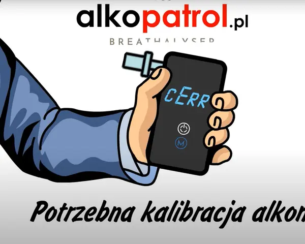 Dłoń w garniturze trzyma alkomat z napisem "CERR".