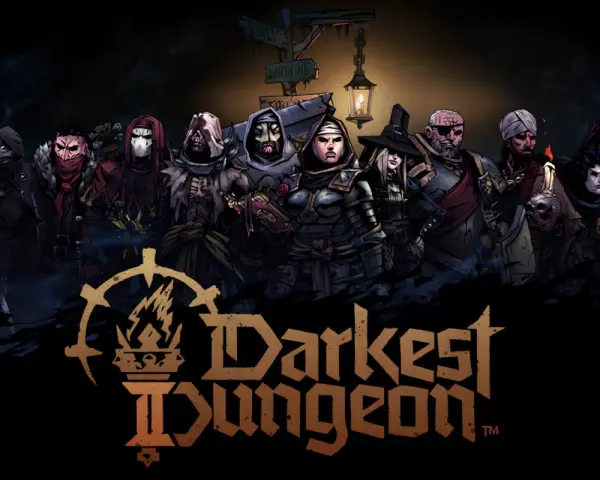Grupa bohaterów z gry Darkest Dungeon 2 na PS5, gotowa na mroczne wyzwania.