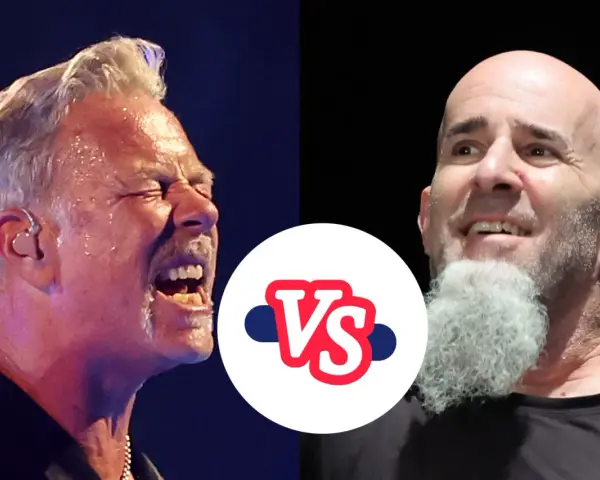 James Hetfield (East Coast) vs. Scott Ian (West Coast) im musikalischen Duell.