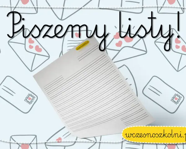 Karta pracy "Piszę listy!" z wzorem kopert i serduszek. Idealna do nauki pisania listów.