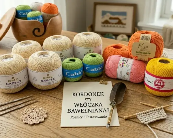 Kordonek, włóczka bawełniana i złota włóczka w różnych kolorach, gotowe do tworzenia pięknych projektów.