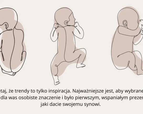 Trzy rysunki noworodków w stylu line art. Wybór imion na "R" dla syna to ważna decyzja.
