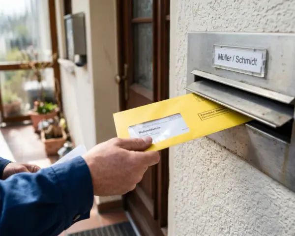 Postbote steckt gelben Brief mit "Bußgeldstelle" in Briefkasten. BG zahlt kein verletztengeld mehr.