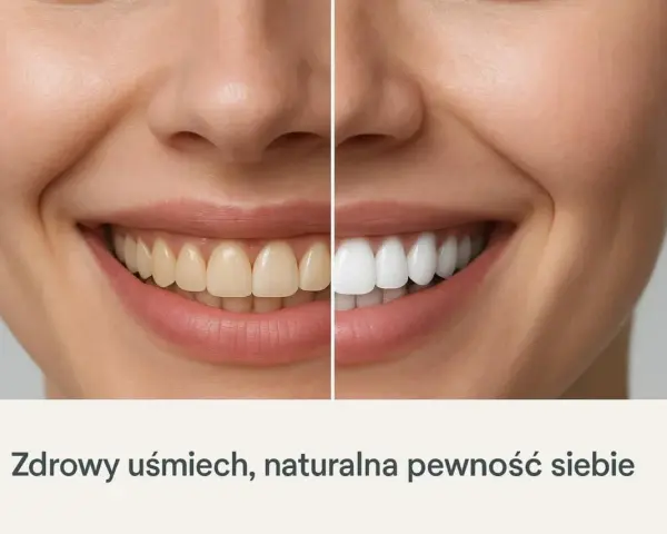 Uśmiech przed i po wybielaniu. Unikaj nie mycia zębów na noc, by cieszyć się bielą.