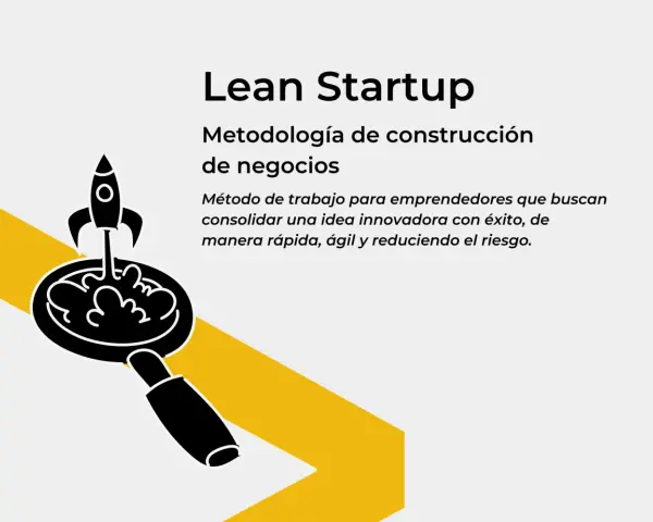 Cohete despegando de una lupa, símbolo del método lean startup para lanzar ideas de negocio.