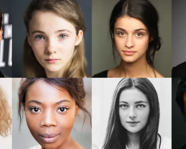 Portrety aktorów z serialu Wiedźmin: Henry Cavill, Freya Allan, Anya Chalotra, Joey Batey, Mimi Ndiweni, Eamon Farren, MyAnna Buring, Mahesh Jadu.