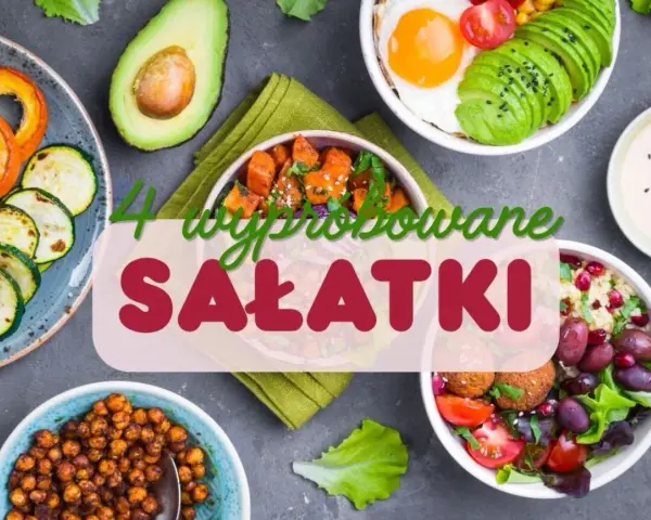 4 wypróbowane sałatki: z awokado i jajkiem, dynią, ciecierzycą i falafelami.