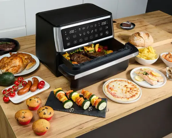 Mnóstwo pysznych dań z frytkownicy beztłuszczowej: kurczak, steki, ryba, szaszłyki, pizza i muffinki. Idealne air fryer przepisy obiad!