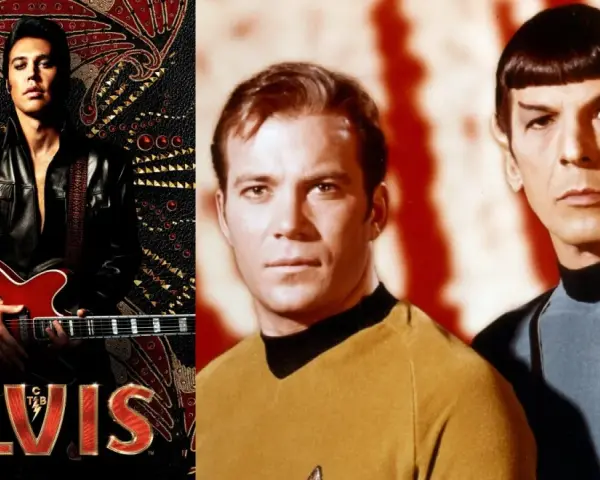 Elvis Presley im Film "Elvis" mit Captain Kirk und Mr. Spock.