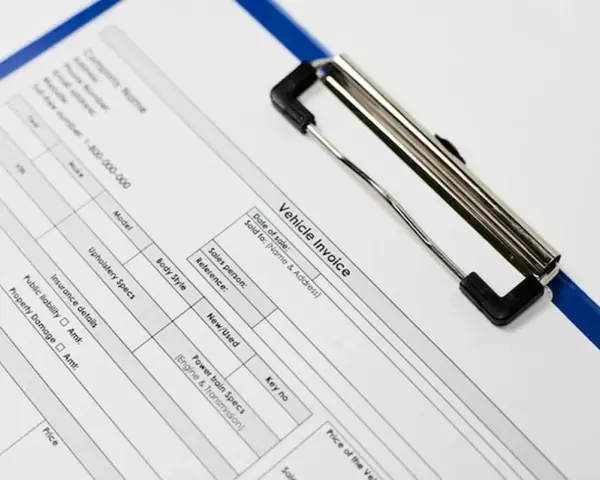 Dokument "Vehicle Invoice" z polami do wypełnienia. Czy to jest to, co masz na myśli, pytając "cmr co to"?
