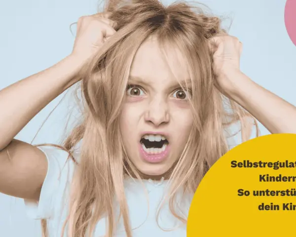 Wütendes Kind mit zerzaustem Haar. Wann werden Kinder ruhiger? Selbstregulation bei Kindern: So unterstützt du dein Kind.