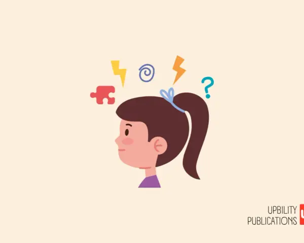 Ragazza con simboli di confusione e fulmini intorno alla testa. L'immagine suggerisce che l'adhd è curabile.