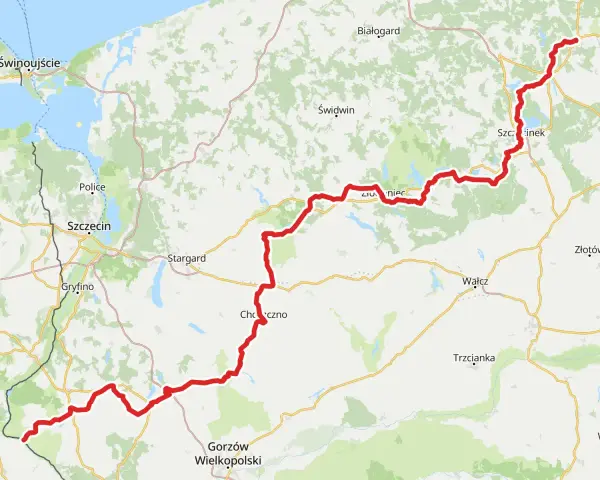 Stary kolejowy szlak biegnie od Świnoujścia przez Szczecin, Gorzów Wielkopolski, aż po Szczecinek.
