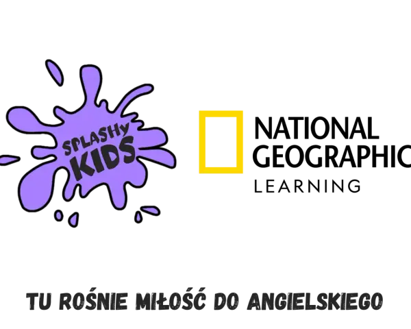 Logo "Splashy Kids" i National Geographic Learning. Idealne dla 3-letniego dziecka, które odkrywa świat angielskiego.