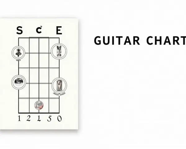Gitarrenakkord-Diagramm mit einfachen Akkorden und Illustrationen.