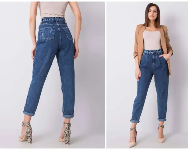 Spodnie mom fit dla każdej kobiety ceniącej wygodę i styl. Model z wysokim stanem, luźniejszy w kroku, zwężany ku dołowi.