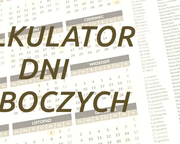 Kalkulator dni roboczych 2026. Kalendarz z zaznaczonymi świętami i dniami wolnymi.
