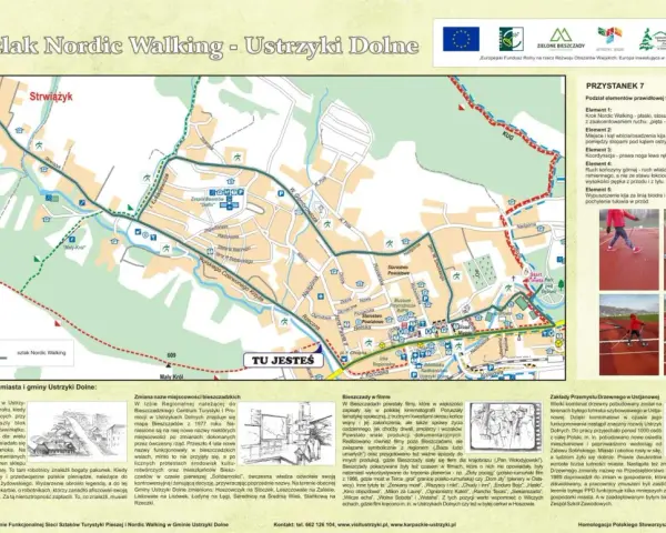 Mapa szlaków Nordic Walking w Ustrzykach Dolnych. Znajdziesz tu opis techniki, ciekawe miejsca i informacje o regionie.