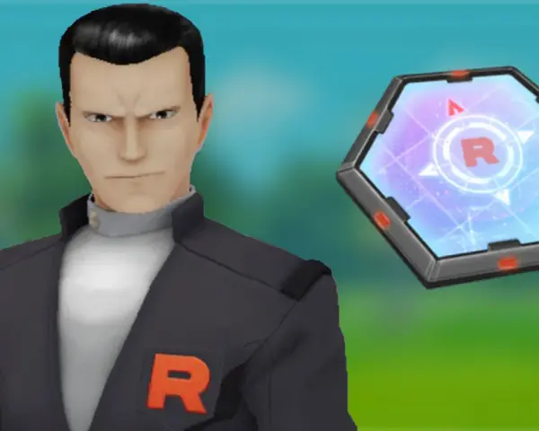 Giovanni de Pokémon GO con un dispositivo hexagonal de la Team Rocket.