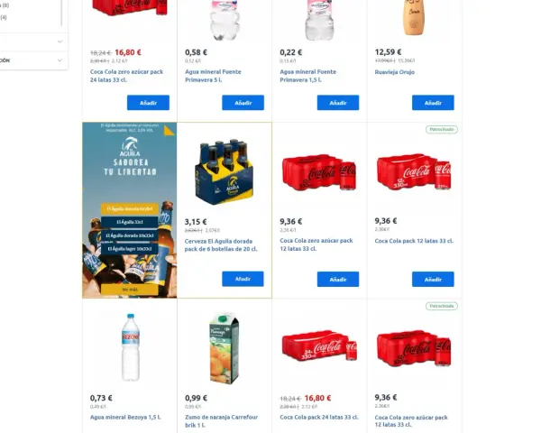 Ceny napojów w Hiszpanii: Coca-Cola 24x33cl za 16,80€, piwo El Aguila za 3,15€. Czy w Hiszpanii jest drogo?