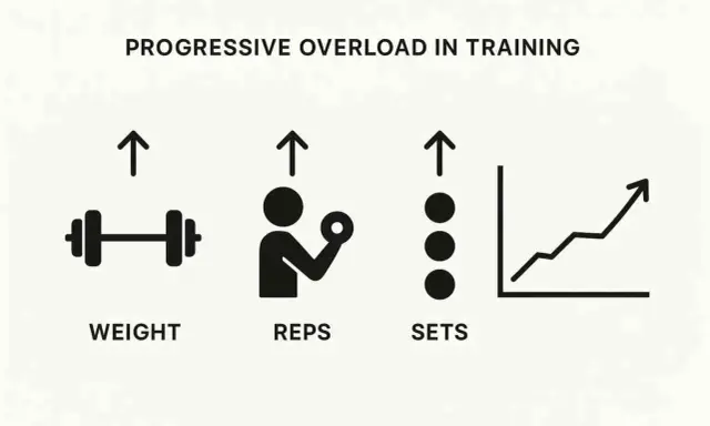 Progressive Overload: Steigerung von Gewicht, Wiederholungen und Sätzen ist entscheidend, wie oft sollte man trainieren um Muskeln aufzubauen.
