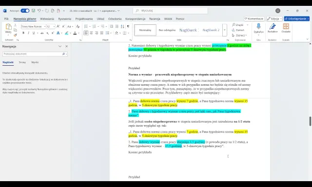 Nowe informacje o warunkach zatrudnienia: pracownik niepełnosprawny w stopniu umiarkowanym ma obniżone normy czasu pracy, np. 7 godzin na dobę i 35 tygodniowo.