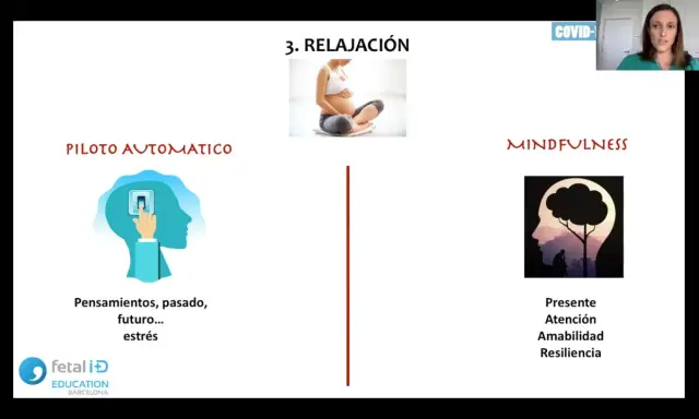 Relajación para el covid embarazo: piloto automático vs. mindfulness.