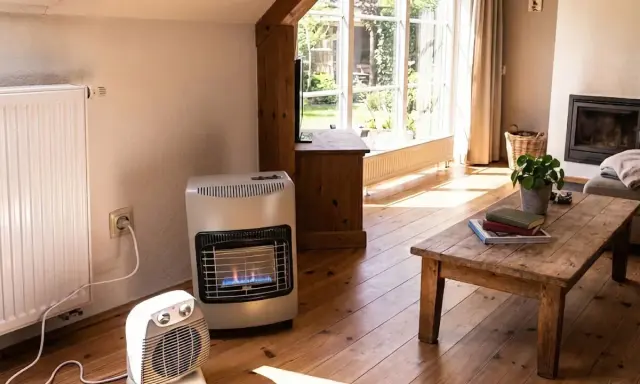 Radiador, estufa de gas y calefactor eléctrico: varios tipos de calefacción para un hogar acogedor.