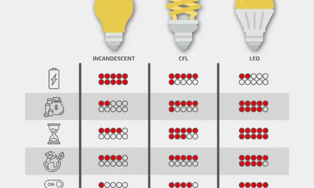 Porównanie żarówek: tradycyjnej, CFL i LED pod kątem zużycia energii, kosztów, żywotności i ekologii. Różne rodzaje gwintów żarówek mają wpływ na ich zastosowanie.