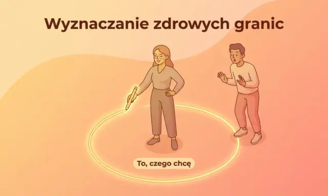 Kobieta rysuje okrąg wokół siebie, mężczyzna stoi na zewnątrz.