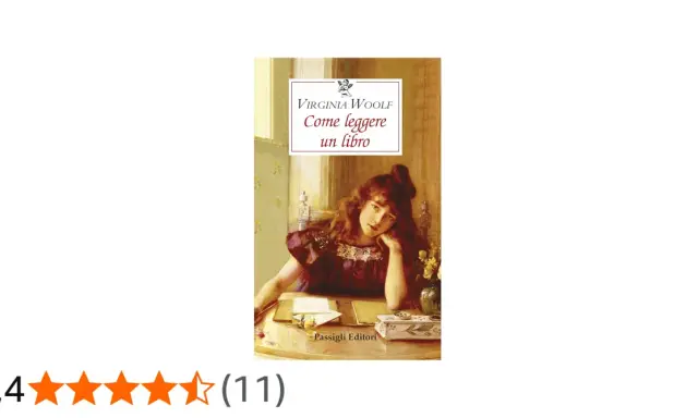 Copertina del libro "Come leggere un libro" di Virginia Woolf, con una giovane donna pensierosa seduta a un tavolo.