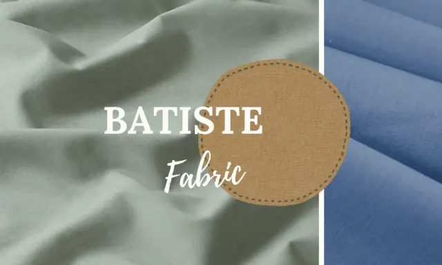 A close-up of draped batiste fabric in soft green and blue hues. This lightweight, finely woven batiste fabric is perfect for delicate garments.