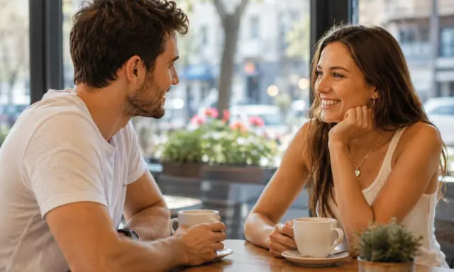 Para o par, o que falar em um relacionamento é um café e um sorriso.
