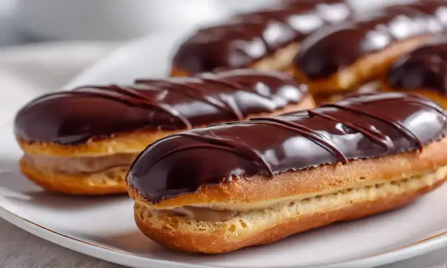 Éclairs au chocolat, leur glaçage brillant et leur crème onctueuse invitent à la gourmandise.