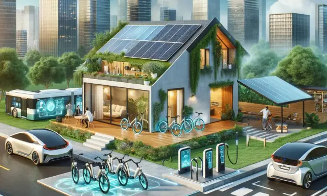 La casa del futuro è un'oasi verde con pannelli solari, auto elettriche e biciclette a ricarica wireless.