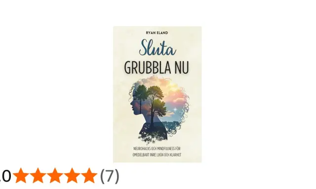 Boken "Sluta grubbla nu" med en illustration av ett träd inuti ett kvinnoansikte.