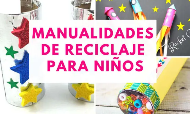 Manualidades con materiales reciclados: cohetes espaciales, un caleidoscopio y adornos con estrellas. ¡Ideas creativas para niños!