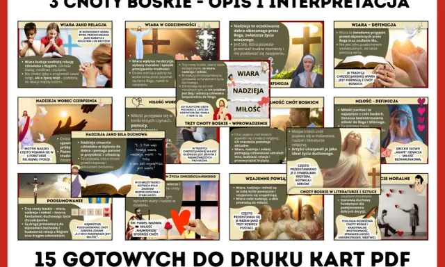 Trzy cnoty boskie: wiara, nadzieja i miłość, tworzą fundament życia duchowego. Są one ze sobą ściśle powiązane i wzajemnie się uzupełniają.