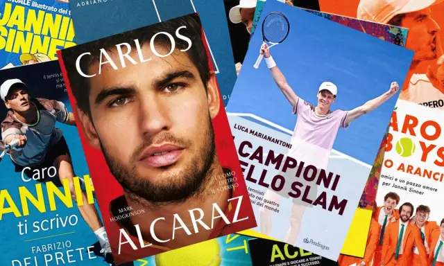 Libri sul tennis: copertine dedicate a Sinner, Alcaraz e altri campioni. Storie di passione e successo nel mondo del tennis.