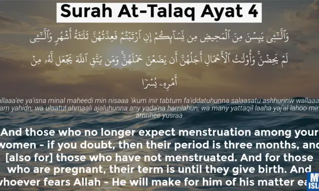 Sure 65 Vers 4: Die Wartezeit für Frauen, die keine Menstruation mehr erwarten, beträgt drei Monate. Schwangere Frauen warten bis zur Geburt.