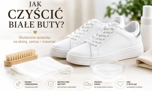 Jak wyczyścić białe adidasy? Skuteczne metody na skórę, zamsz i materiał. Szczotka, ściereczka i miseczka z płynem czekają, by przywrócić butom biel.