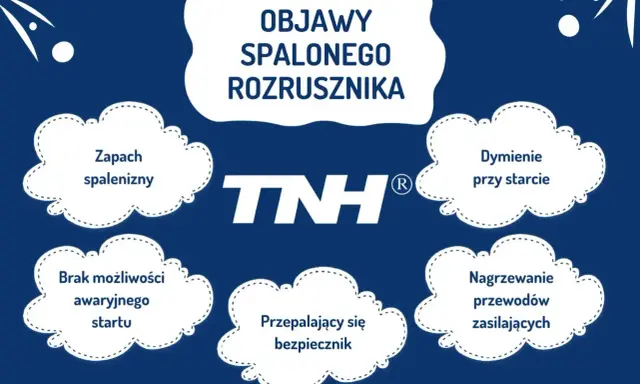 Objawy spalonego rozrusznika: zapach spalenizny, dymienie przy starcie, brak możliwości awaryjnego startu, przepalający się bezpiecznik, nagrzewanie przewodów zasilających.