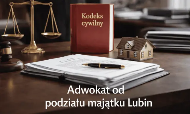 Waga sprawiedliwości, Kodeks cywilny i dokumenty na biurku. Prawnik od podziału majątku Lubin pomoże ustalić, o co pyta sąd przy podziale majątku.
