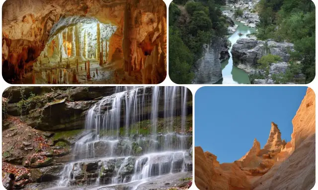 Grotte, gole fluviali, cascate e calanchi: un viaggio di trekking nelle Marche tra meraviglie naturali.