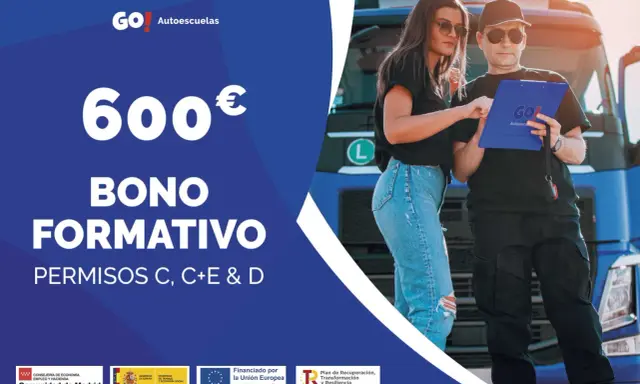 ¡Consigue tu ayuda carnet camión! Bono formativo de 600€ para permisos C, C+E y D.
